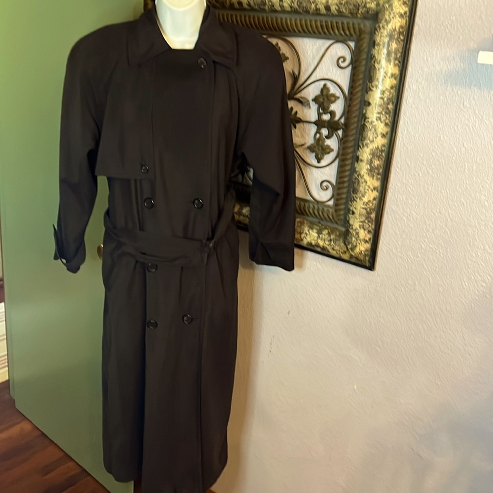 Anne KleinII Black Trench coat-ling with buckle belt & pockets Sz 2P